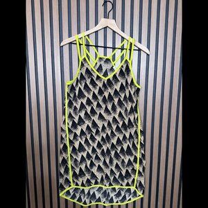Tea n Rose Mini Dress S / M Womens Brown Geometric Cross Back Lime Trim